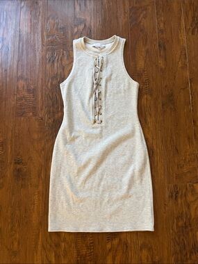 Derek Lam gray Ribbed Lace-Up Tank Dress